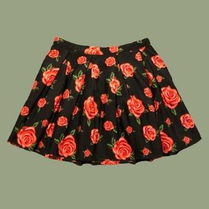 Forever 21 Red Rose Pleated Skirt